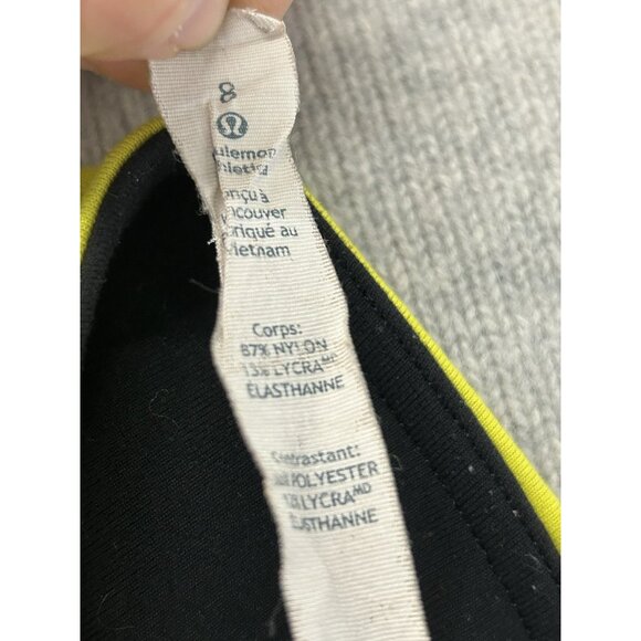 Lululemon Women’s 8 Gather & Crow Crop Pull-On Luon Athletic Panst Black Yellow - Picture 3 of 13